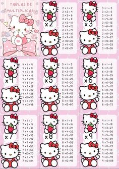 a calendar with hello kitty on it and the numbers in each one hundred - six