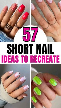 Simple Gel Nail Art Short Nails, Gel Colours For Short Nails, Jell Nails Designs Short, Nail Designs Very Short Nails, Natural Fun Nails, Best Colors For Short Nails, Chic Vacation Nails, Short Nails With Accent Nail, Short Fingernails Painted