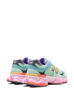 New Balance 9060 “Multi-Color” Sneakers - Farfetch New Balance Colorful, Colorful Sneakers Women, Colorful Running Shoes, Sneakers Colorful, Rave Shoes, New Balance Style, Sage Leaf, New Balance 9060, Sneakers Green