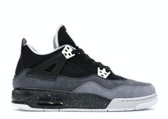 the nike air jordan iv is shown in black and grey with white accents on the upper part