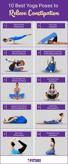 a woman doing yoga poses with the words 10 best yoga poses to reduce constipition