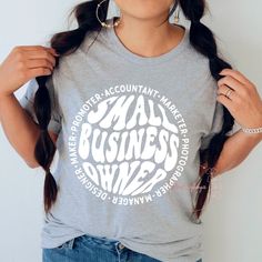 Did You Know That 70% Of Small Businesses Are Owned And Operated By A Single Person*? If You Fit In This Amazing Statistic, This Is The Top For You! White Graphic On Heather Grey Short Sleeve T-Shirt. Made To Order. Materials And Care: - Unisex Sizing/Fit. - Machine Washable. - 100% Airlume Combed And Ring-Spun Cotton *Source: United States Small Business Association Office Of Advocacy Small Business Shirt Ideas, Business Owner Shirts, Shirt Storage, Small Business Shirt, Dream Fashion, Vendor Events, Business Shirts, Single Person, Small Business Owner