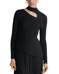 Dkny Asymmetrical Cutout Sweater Cutout Sweater, Asymmetric Hem, Long Sleeve Pullover, Black Sweaters, Pullover Styling, Mock Neck, Pick Up, In Store, Buy Online