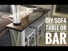 the diy sofa table or bar is made out of wood