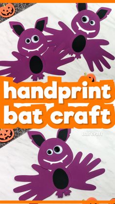 the handprint bat craft is made out of purple paper