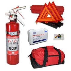 the fire extinguisher is set up to be used as an emergency kit