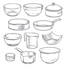 hand drawn kitchen utensils and bowls stock photo royaltyvectors for cooking utensils