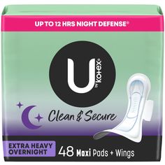 up to 12 hrs night defense clean & secure extra heavy overnight pads for women