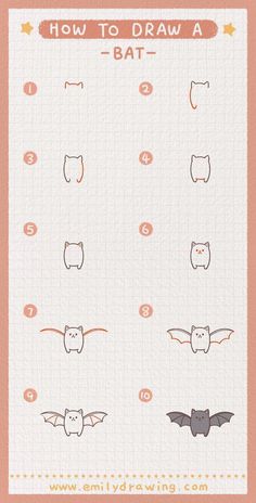 how to draw a bat step by step instructions for kids and beginners with pictures