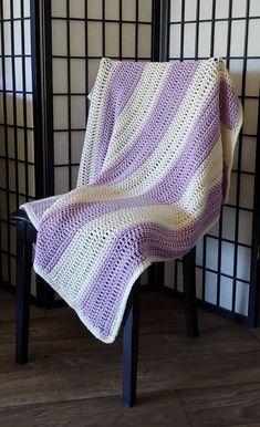 This gorgeous lavender and cream stripe blanket measures 29x36 Making it the perfect size for strollers, wheelchairs, car seats and lap blankets! It is made from 100% acrylic yarn and can be washed with colors and dried on low to medium heat. Avoid Velcro, zippers or other hardware that may snag fabric. If you would like a custom order please contact me and let talk! Cream Crochet Blanket, Lap Blankets, Stripe Blanket, Striped Blankets, Lap Blanket, Acrylic Yarn, Blankets & Throws, Stroller, Crochet Blanket