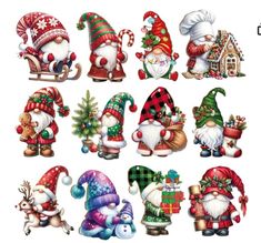 christmas gnomes and snowmen clip art