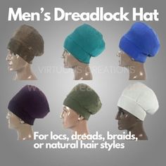 Virtuous Creations Men's Black Dreadlock Cap Hat Beanie Rasta Hat Dome Dreads Locs Natural Hair Stretchy Hat Spandex Stretch Small Medium Extra Large Wear your crown!  We consider our Men's Dreadlock Cap/Hat to be a "Crown". Whether you decide to go casual or classy our Men's Dreadlock Cap is versatile enough to meet your every need.  Our Dreadlock Cap is great to wear on a night out on the town, while working out, doing yard work, working in your garden, while you're out and about and you can e Locs Natural, Rasta Hat, Pamper Days, Boss' Day, Hat Beanie, Yard Work, Skull Cap, Teal Green, Beanie Hat