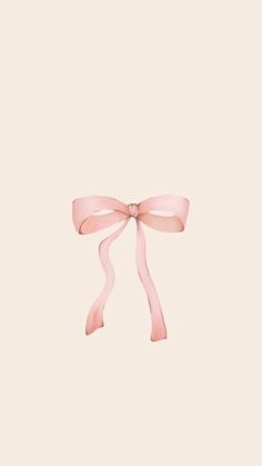 a pink ribbon tied to the side of a white wall in front of a beige background