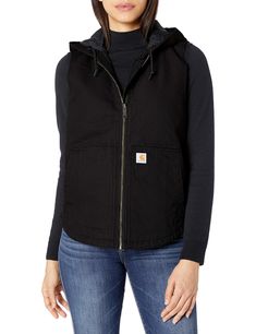 PRICES MAY VARY. 12-Ounce, 100% ring-spun cotton duck Nylon lining quilted to 80g 3M Thinsulate insulation Rib-knit collar Lower-front pockets with brushed tricot lining and reinforced bottoms Washed Duck Hooded Insulated Vest Womens Carhartt Vest, Carhartt Vest Outfit, Womens Carhartt, Carhartt Vest, Womens Sherpa, Carhartt Womens, Hoodie Vest, Carhartt Women, Winter Vest