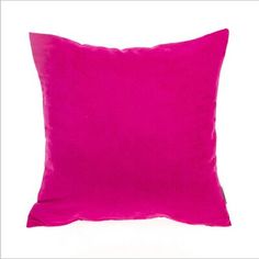 a bright pink pillow on a white background