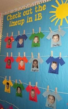 a bulletin board with clothes on it and the words check out the line up in 13