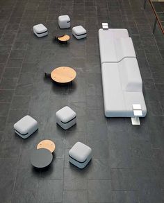 the modern furniture is arranged on the floor