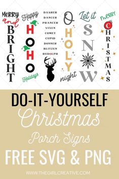 christmas signs with the words do - it - yourself and free svg & png