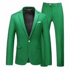 a green suit with black shirt and pants