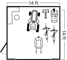 an overhead view of a living room and kitchen area with the floor plan drawn out