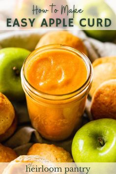 an image of apples and breads with the title how to make easy apple curd