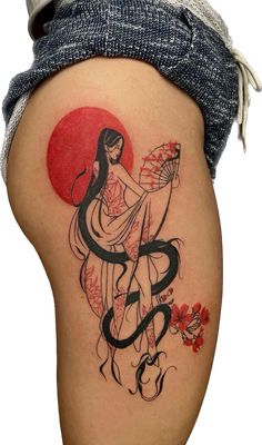 Japanese Geisha Tattoo, Japanese Tattoo Women, Japanese Back Tattoo, Geisha Tattoo Design, Tattoo Japanese Style, Traditional Japanese Tattoo, Geisha Tattoo, Watercolor Tattoo Flower, Theme Tattoo