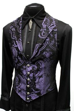 ARISTOCRAT VEST Purple/Black Tapestry | Etsy Lucifer Clothes, Aristocrat Vest, Goth Men, Black Tapestry, Purple Suits, Steampunk Accessories, Purple Outfits, Steampunk Clothing, Mens Vests