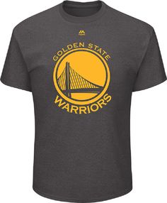 the golden state warriors t - shirt is shown in grey and yellow, with an image of