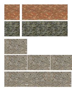 several different types of brick wall panels