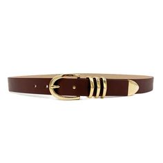 Elevate any outfit with the Darci Cognac Leather Belt. Crafted with exquisite cognac leather and a classic yet elegant gold buckle, loop, and tip, this belt adds a touch of sophistication to any look. Refined, luxurious, and stylish, Darci will become a wardrobe staple. Details: 1.25" Width  Gold plated buckle, loops, Chic Leather Belt With Gold Buckle, Elegant Leather Belts For Office, Gold Leather Belt For Office, Chic Leather Belt For Formal Occasions, Chic Formal Leather Belt, Timeless Gold Leather Belt, Chic Gold Leather Belt Buckles, Trendy Gold Leather Belt Buckles, Brown Belt Buckles For Workwear