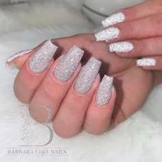 Acrylic, nails, naildesign, glitter, glitternails, gel, gelnails, grey, long najls Leavers Dresses, Sparkly Silver Nails, Nails Acrylic Prom, Acrylic Prom Nails, Prom Nails Black, Prom Nails Blue, Silver Sparkly Nails, Red Prom Nails, Prom Nails Pink