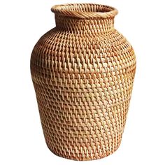 a large woven vase is shown on a white background with clippings to the bottom