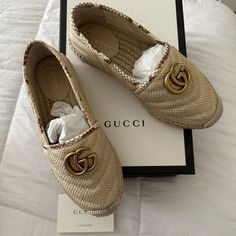 Gucci Espadrille In Good Conditions Size 35. I’m A Size 5.5 Usa And Shoe Fits Perfectly Gucci Casual Espadrilles For Vacation, Casual Gucci Espadrilles For Vacation, Designer Gucci Espadrilles For The Beach, Luxury Flat Espadrilles With Woven Sole, Luxury Gucci Espadrilles For Summer, Chic Gucci Espadrilles With Round Toe, Elegant Gucci Espadrilles With Round Toe, Luxury Beige Espadrilles With Woven Sole, Designer Beige Slip-on Espadrilles