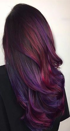 Balayage on Black Hair Maroon Hair, Plum Hair, Fall Hair Color Trends, Ombre Hair Extensions, Real Human Hair Extensions, Coloured Hair, Dye Colors, Ombré Hair