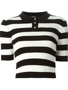 White Polo Shirt, Stripe Outfits, Ribbed Shorts, Black And White Tops, White Polo, Stripe Top, Tops Black, Striped Polo Shirt, Tank Top Camisole