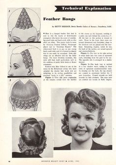 Hair Setting Patterns, Feather Bangs, 1940's Hair, Vintage Hair And Makeup, 1940s Hair, Vintage Hair Styles, Retro Updo, 40s Hairstyles