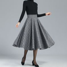 "DETAILS: * 30% wool, 30% fiber, 40% polyester * fully satiny liner * Two side pockets * back zip closure * pleated skirt, circle skirt * High waist skirt * below the knee skirt * Perfect for Winter, autumn * Lean More about the items From the FAQs on the page bottom * The model is 170 cm (5′ 7″) tall with a 80 cm (31.5\") bust, 66 cm (26\") waist. She is wearing the plaid wool skirt in size XS. CUSTOM MADE SERVICE If you * Change other color * Can't find your size in our size Chart * Change the Winter Wool A-line Skirt, Winter Formal Pleated Skirt, Formal Winter Pleated Skirt With Lining, Winter Formal Lined Pleated Skirt, Formal Winter Pleated Lined Skirt, Fitted Denim Skirt For Winter, Formal Flared Pleated Skirt For Winter, Winter Fitted Flared Skirt Bottoms, Winter Formal Relaxed Skirt