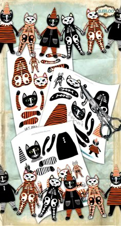 a bunch of stickers with cats on them