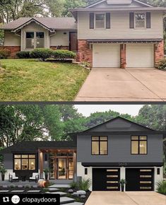 before and after photos of a house in the suburbs