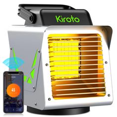 the kiroto portable heater is next to a cell phone and an appliance