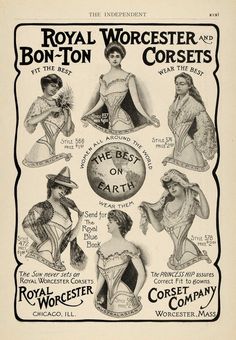 Edwardian vintage corset advertisement Corset Training, Corset Pattern, Bon Ton, British Outfits, Royal Worcester, Blue Books, Magazine Ads