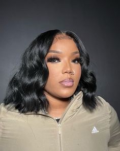 Loose Curls Bob Black Women, Middle Part Beach Waves Bob Black Women, Crimp Bob Hairstyles For Black Women, Bob Closure Sew Ins, Bob Middle Part Black Women, Closure Sew In Bob, Closure Bob Sew In, Middle Part Closure Bob