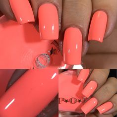 P.O.P Sorbet The Creme Collection Neon Pastel Cream Papaya | Etsy Coral Nail Ideas, Neon Coral Nails, Coral Pink Nails, Peach Nail Polish, Color Melon, Neon Pastel, Peach Nails, Coral Nails, Nails 2023