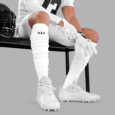 White Athleisure Training Socks, Fade-resistant White Socks For Training, White Moisture-wicking Sporty Socks, Sporty White Moisture-wicking Socks, White Non-slip Sporty Socks, Mens Sports Socks, White Scrunchie, Soccer Socks, Knee Sleeves