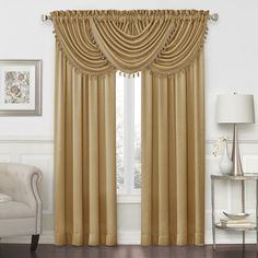 a living room scene with focus on the curtains