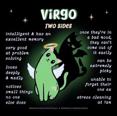 an image of two cats with angel wings and the caption'virgo two sides '