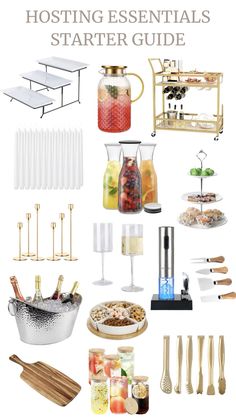 the ultimate guide to hosting essentials for your next event, including drinks and desserts