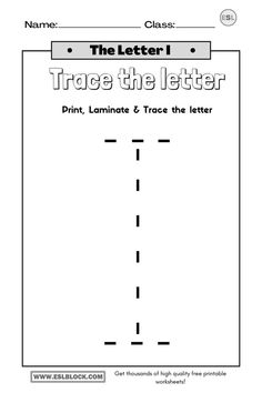 trace the letter printable worksheet for kids to practice their handwriting and writing skills