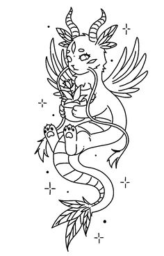 an outlined drawing of a mermaid holding a flower in her right hand and sitting on top of a fish tail