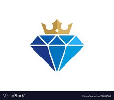 a blue diamond with two gold crowns on top